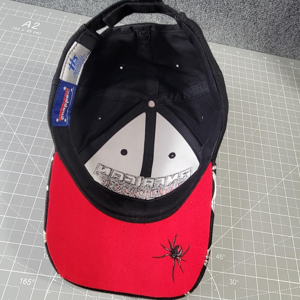 Vintage American Chopper Hat Cap Strap Back Mens One Size Black Widow Web Y2K - Picture 4 of 6